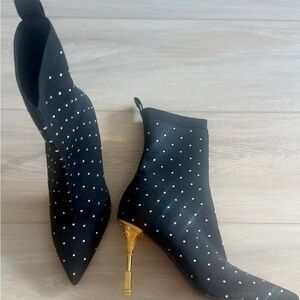 BALMAIN MONETA EMBELLISHED RHINESTONE HEELED ANKLE BOOTS